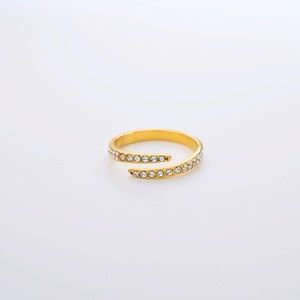 Open Overlap Micro Pave Clear Crystals 18K Gold Plated Ring